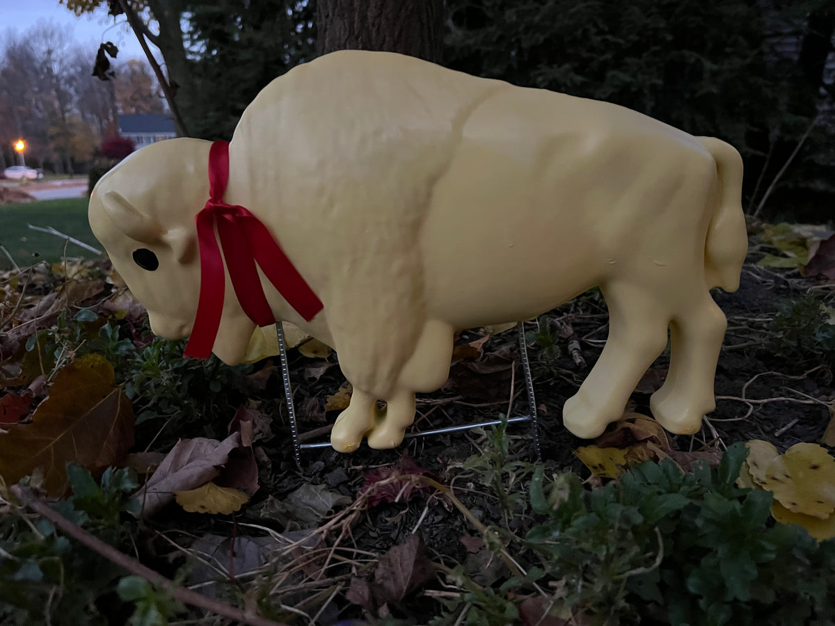 Custom Painted Buffalo Lawn Ornament Butter Lamb 50 GO Pink Buffalo