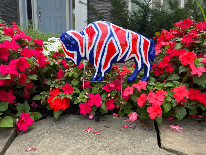 Custom Painted Buffalo Lawn Ornament - Mafia Zebra #61