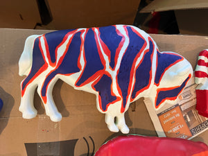 Custom Painted Buffalo Lawn Ornament - Mafia Zebra #64