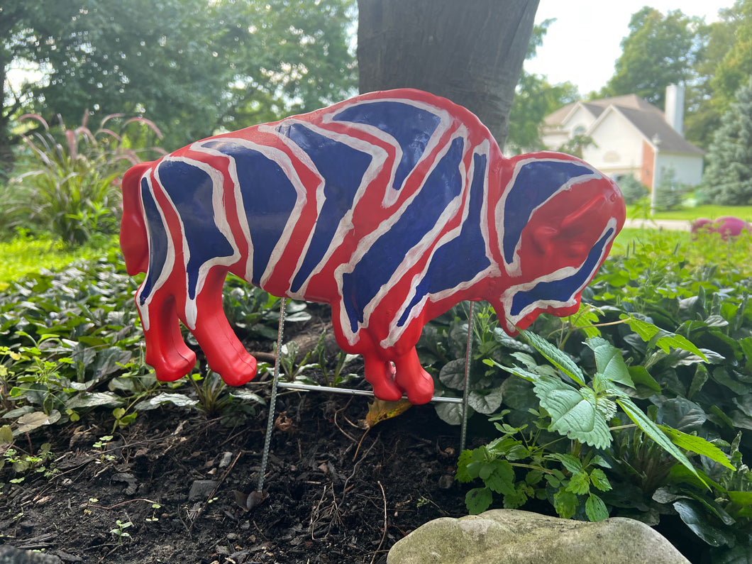 Custom Painted Buffalo Lawn Ornament - Mafia Zebra #66