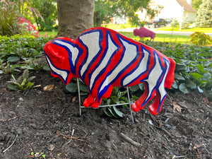 Custom Painted Buffalo Lawn Ornament - Mafia Zebra #70