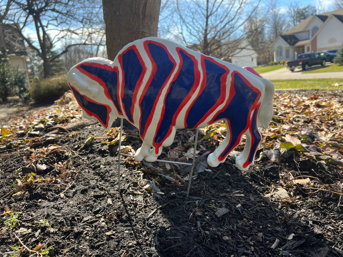 Custom Painted Buffalo Lawn Ornament - Mafia Zebra #68