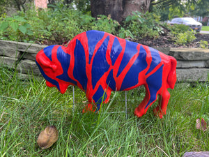 Custom Painted Buffalo Lawn Ornament - Mafia Zebra #37